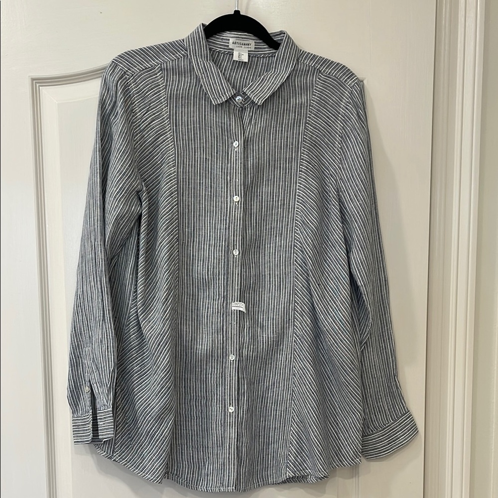 Black and White Stripe Women’s Linen Top